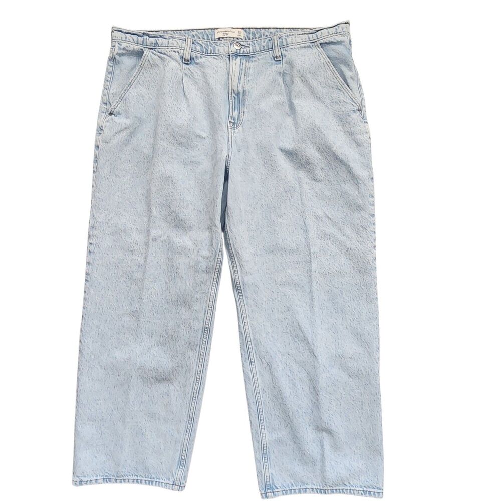 A & F Loose High Rise Pleated Jeans 18s Lite Wash Y2K Coastal Soft Baggy Trouser